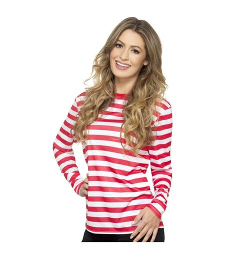 Unisex adult striped long-sleeved t-shirt red/white Smiffys