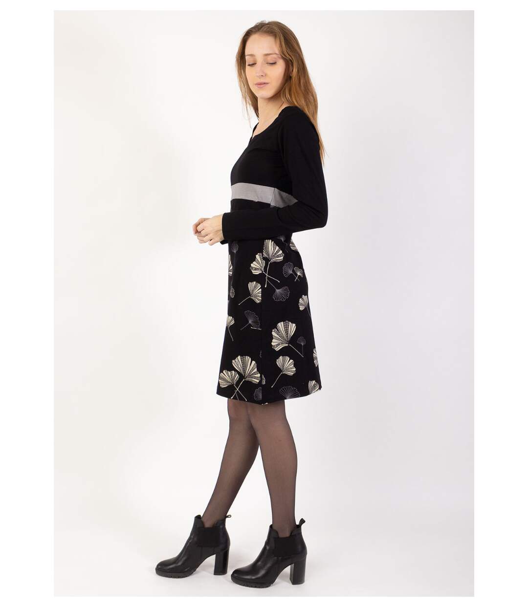 Robe courte en coton SURYA imprimé ginkgo Coton Du Monde