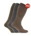 Lot de 3 Chaussettes pour bottes en caoutchouc en mélange de laine paires homme gris/vert/marron Universal Textiles