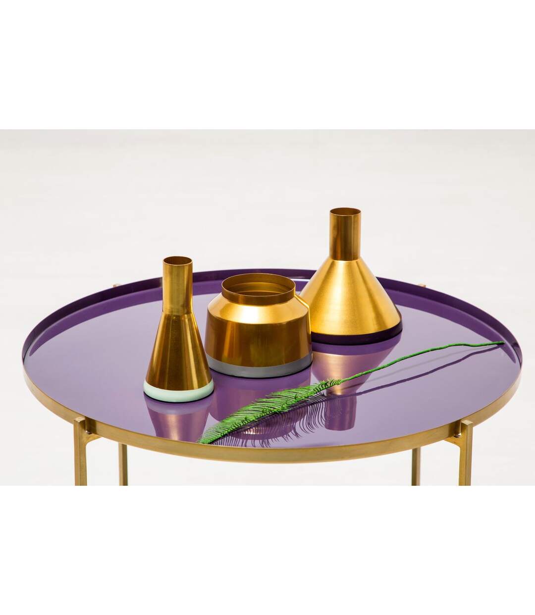 Lot de 3 Vases Déco Culture 16cm Violet & Or-2