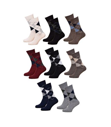 Chaussettes Homme Avec Laine Vendues en Pack Confort et Chaleur Pack de 8 Paires Intarsia Laine