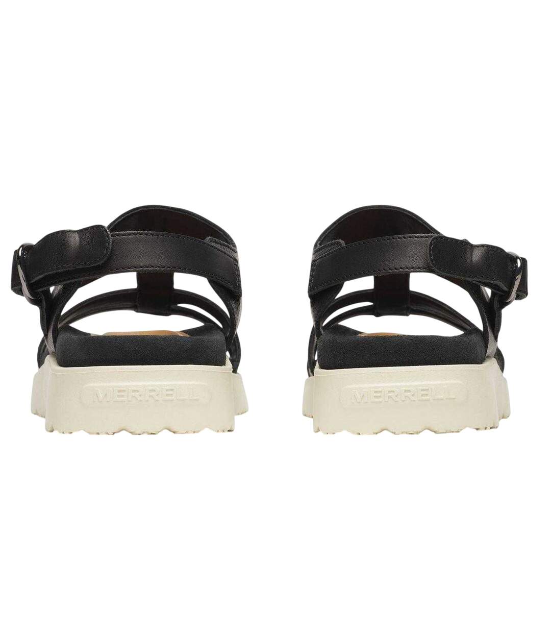Womens/ladies Leather Ankle Strap Flat Sandals Black Merrell-2