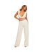 Womens/ladies Linen-look Wrap Around Sleeveless Crop Top Ivory Missy Empire-3
