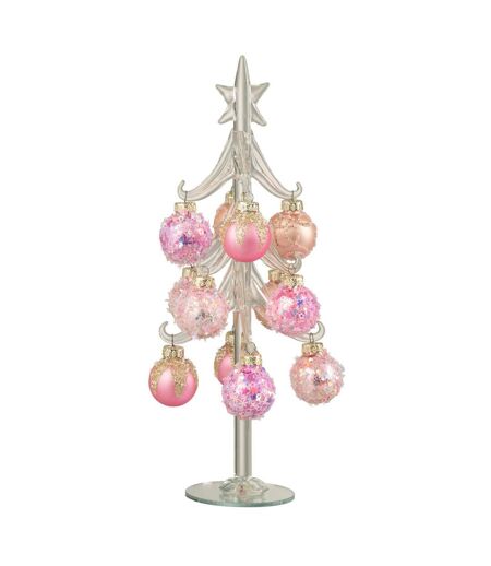 Sapin de Noël en Verre Boules 27cm Rose
