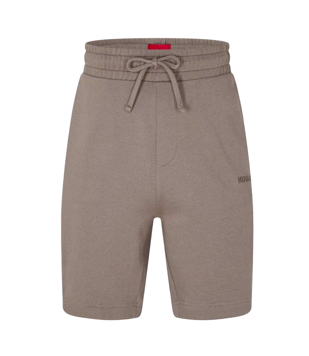 Mens Cotton Blend Side Logo Sweat Shorts Beige Hugo Boss-2