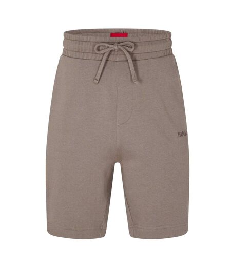 Mens Cotton Blend Side Logo Sweat Shorts Beige Hugo Boss