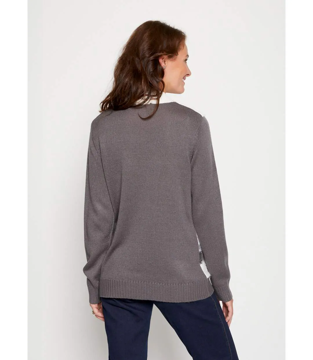 Pull maille poilue manches longues-2