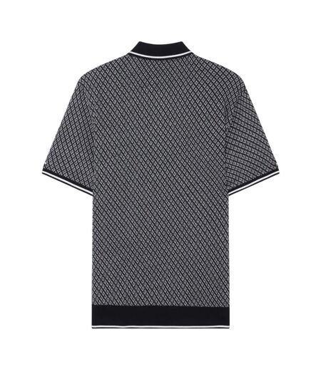 Mens Diamond Knitted Tipped Polo Shirt Navy Ted Baker