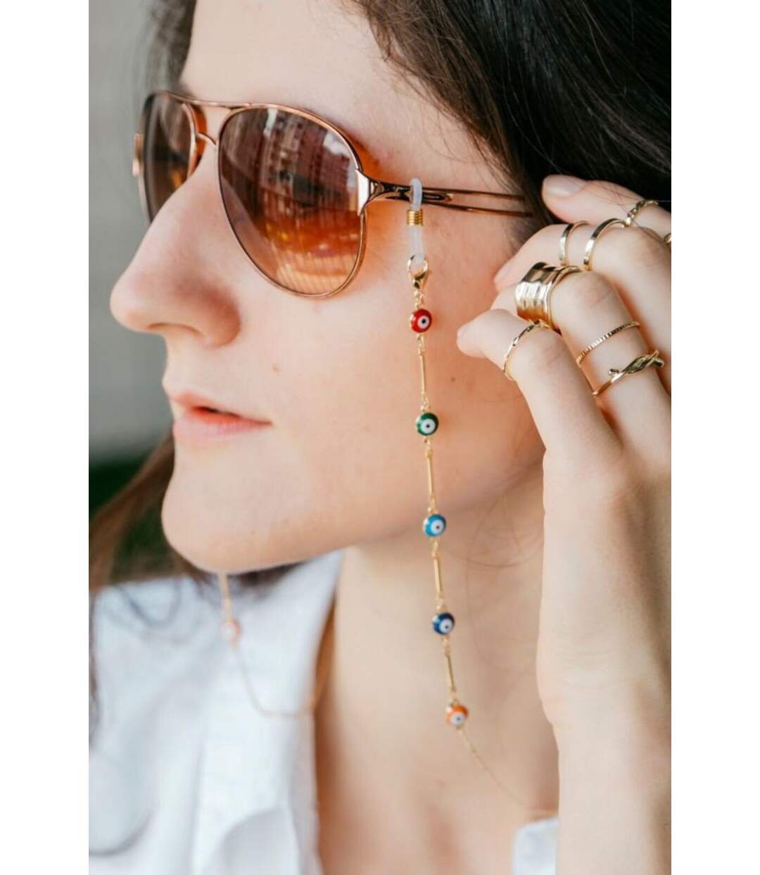 62 CM Colourful Evil Eye Glass Chain And Reading Glass Detachable Chain Holder-1
