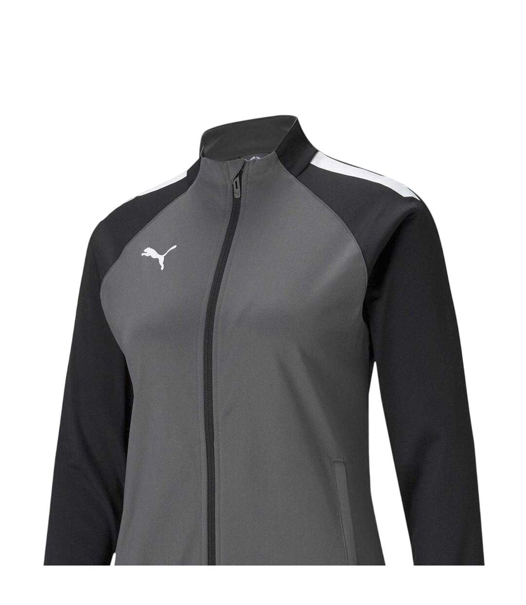 Womens/ladies Team Liga Stripe Detail Structured Tracksuit Top Smoked Pearl Puma-3