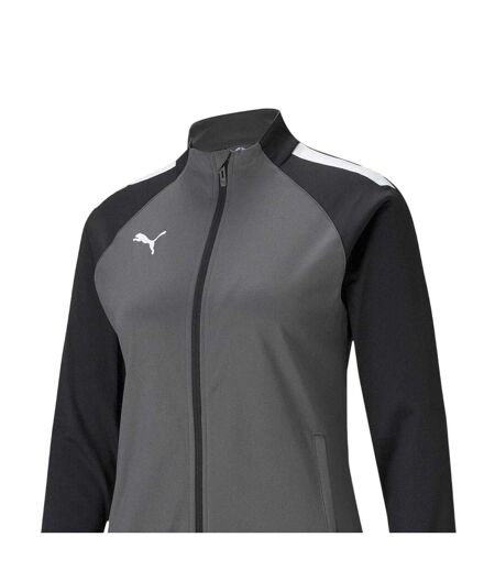 Womens/ladies Team Liga Stripe Detail Structured Tracksuit Top Smoked Pearl Puma
