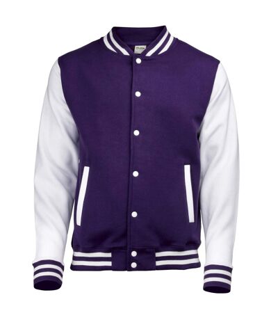 Awdis Unisex Varsity Jacket (Purple / White) - UTRW175