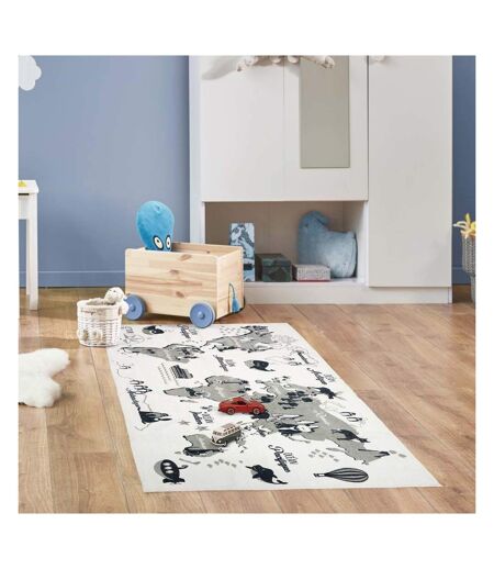 Tapis jeu enfant en coton 140x70 cm Mappemonde