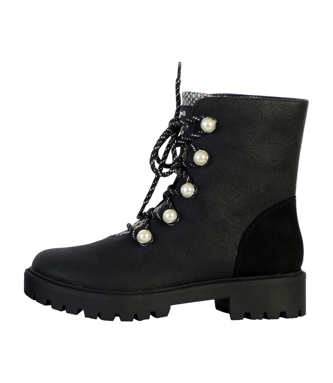 Bottines Cuir Montante Desigual Biker Pearl-1