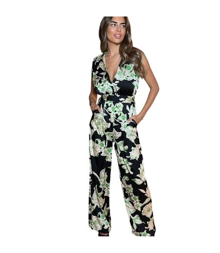Combinaison Sans Manches Motif/style Floral Femme Noir Vert AX Paris