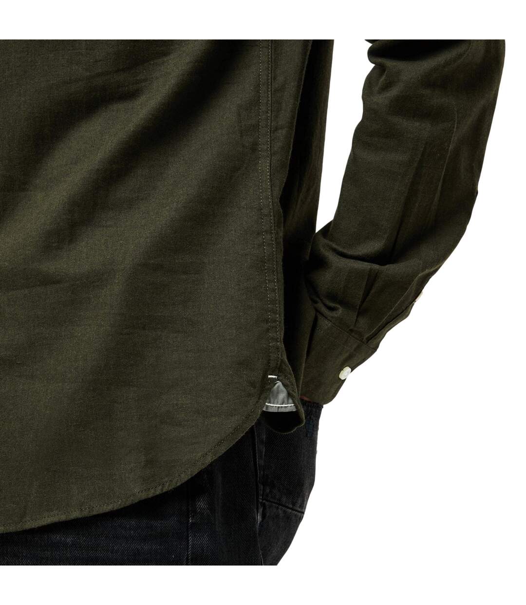 Mens Plain Regular Long-sleeved Button-down Shirt Rosin Only-4