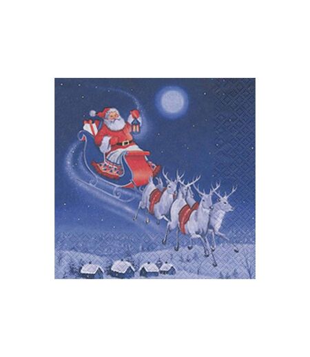 Lot de 20 Serviettes en Papier Traîneau du Père Noël 33x33cm Bleu