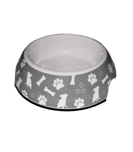 Ancol Hungry Paws Bone Dog Bowl (Gray/White) (One Size) - UTTL5261