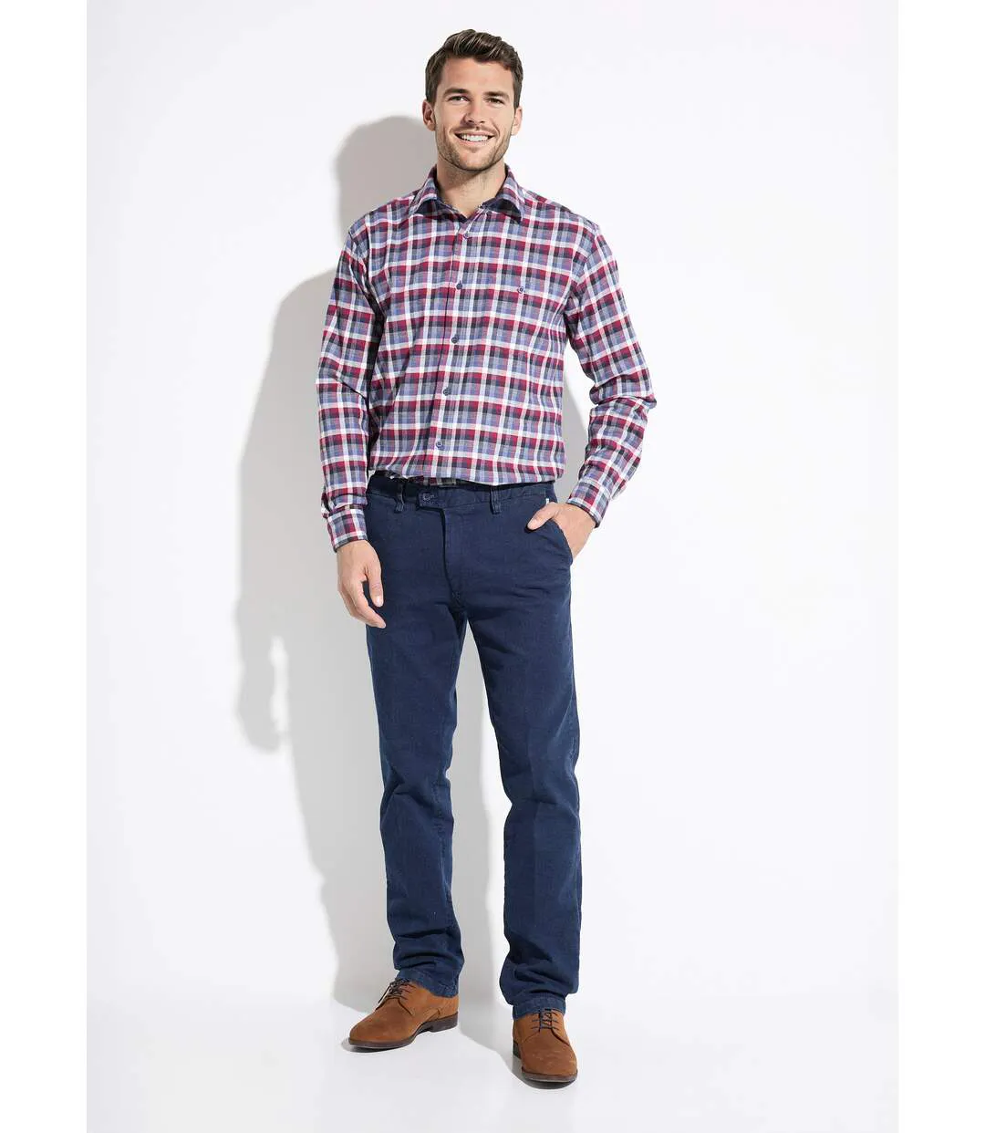 Chemise flanelle extensible carreaux manches longues-3