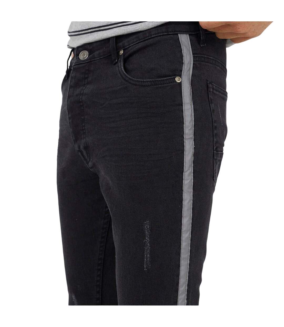 Mens Denim Button Fly Skinny Jeans Charcoal Brave Soul-4