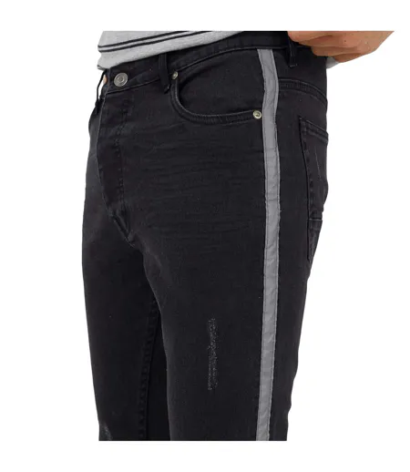 Mens Denim Button Fly Skinny Jeans Charcoal Brave Soul