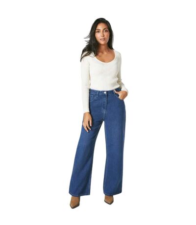 Womens/ladies Petite Wide Leg Jeans Dark Blue Principles