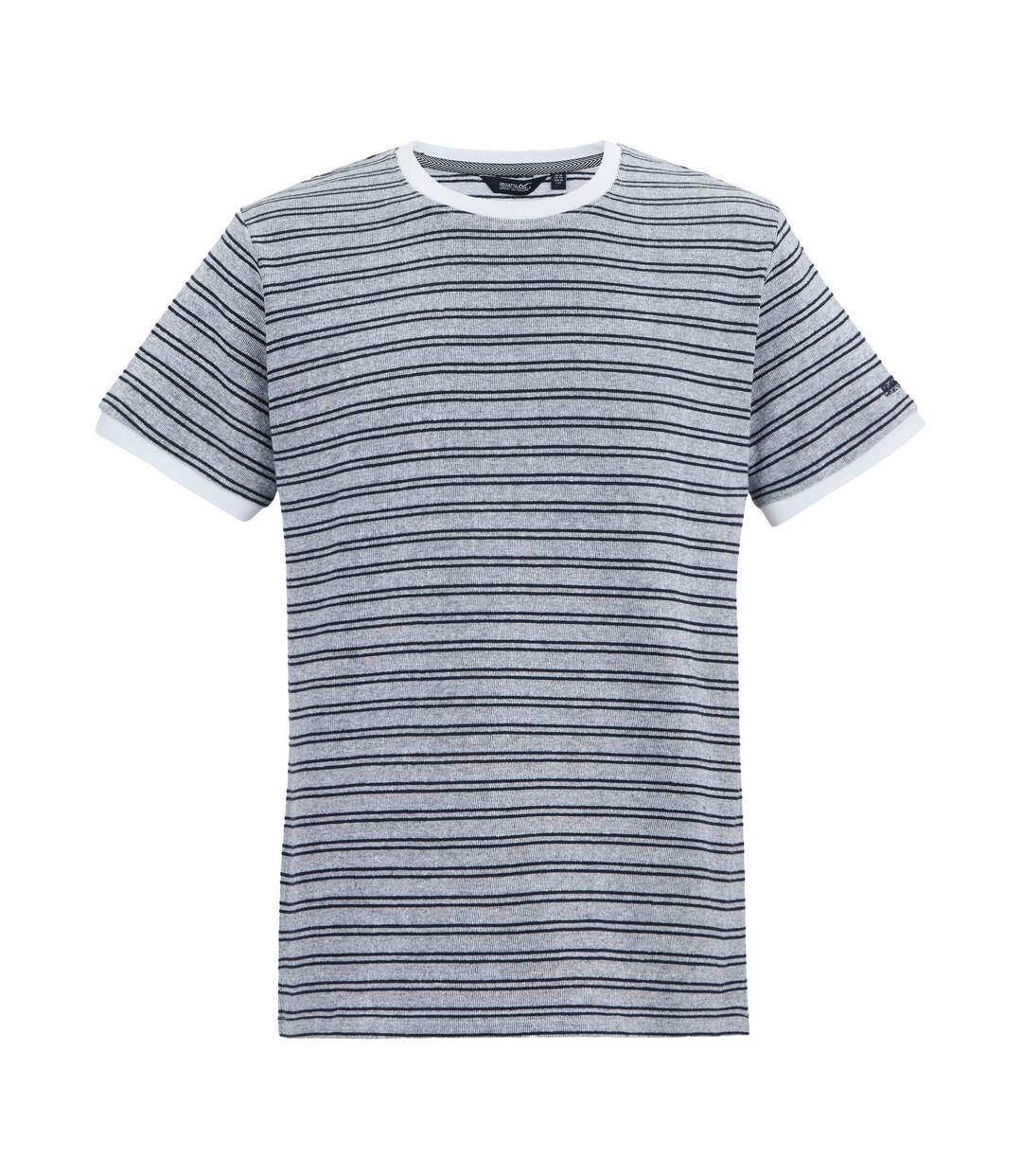 Mens Benlin Striped T-shirt White Navy Regatta-2