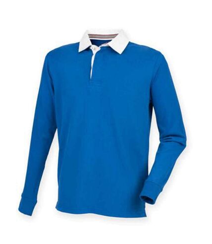 Mens premium rugby shirt royal blue Front Row