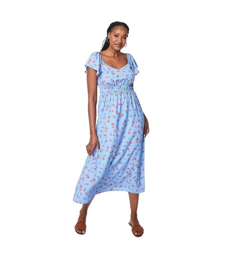 Dorothy Perkins Womens/Ladies Ditsy Print Scoop Neck Flutter Midi Dress (Blue) - UTDP4719