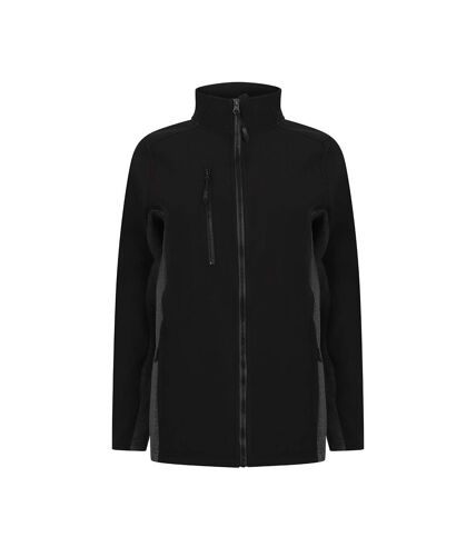 Henbury Adults Unisex Contrast Soft Shell Jacket (Black/Charcoal)