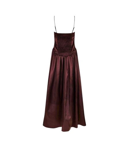 Womens/ladies Alexa Satin Maxi Dress Chocolate AmyLynn