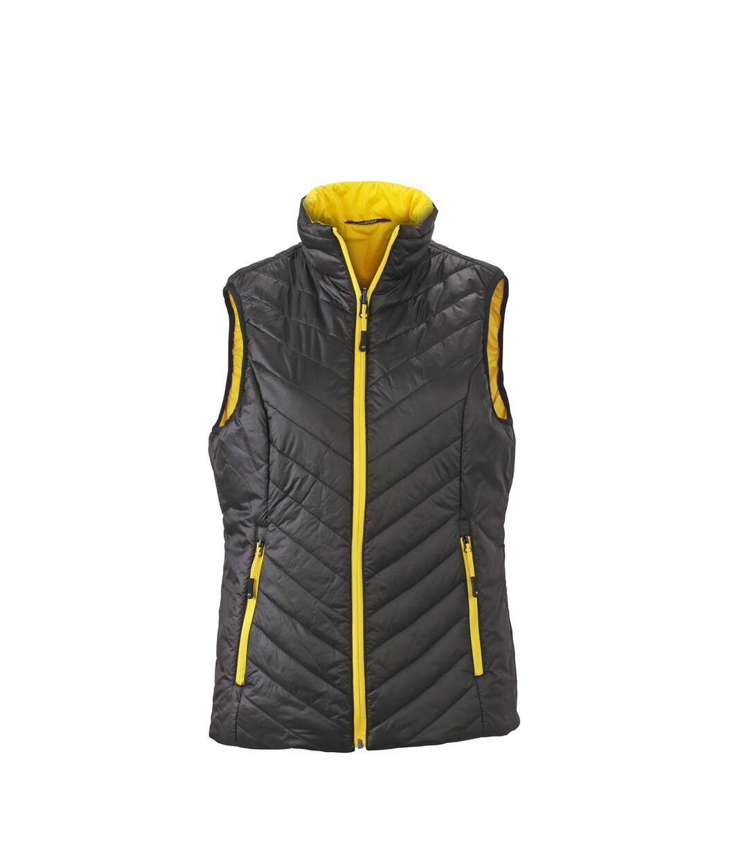 Doudoune sans manche FEMME JN1089 - noir - yellow - réversible légère fine