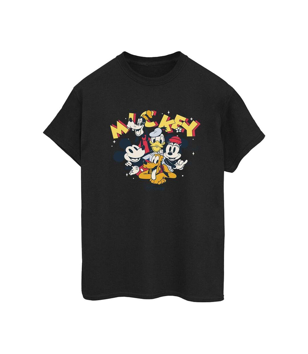 Disney Femme/Ladies Mickey Mouse Group Cotton Boyfriend T-Shirt (Noir) - UTBI38390-1