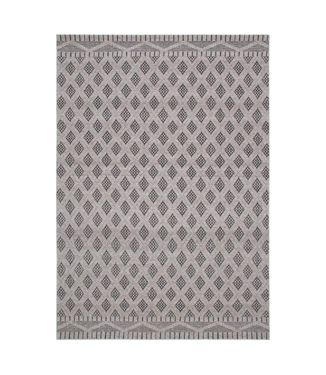 Tapis kilim fait main en PET motif géométrique-1