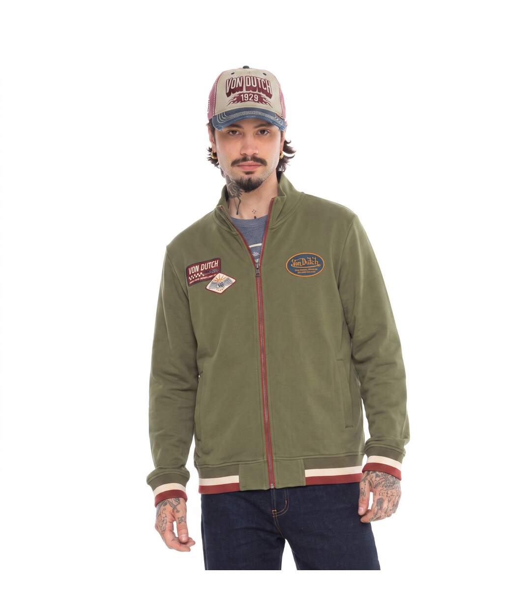 Sweat zippé en molleton avec écusson Wyatt Vondutch-1