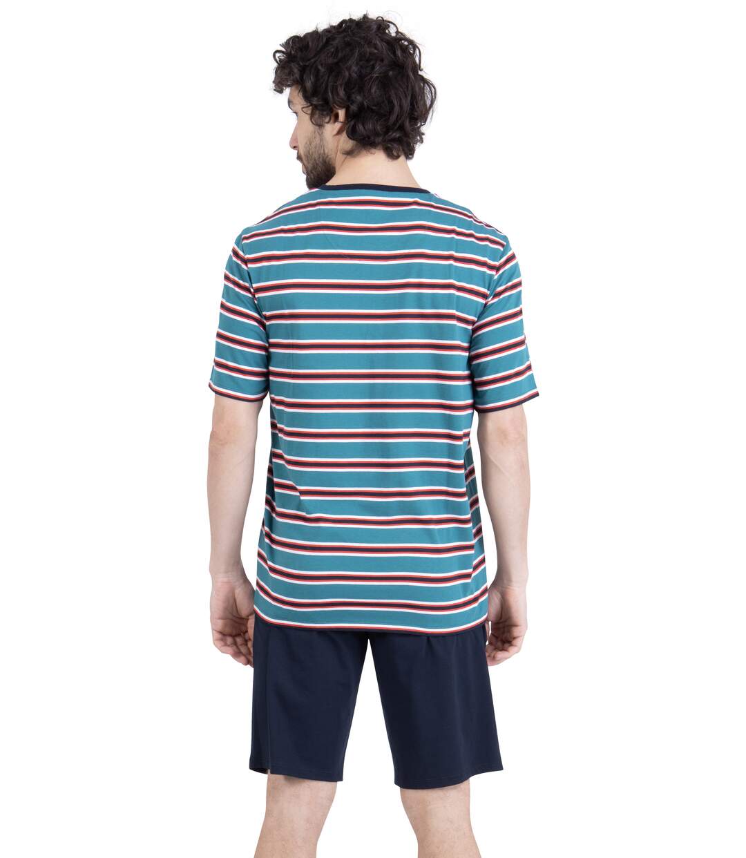 Pyjama court homme Rayures Aventure Athena-2