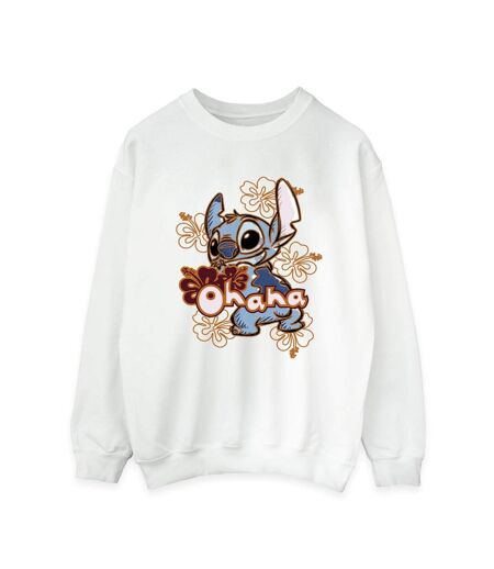 Disney - Sweat LILO AND STITCH OHANA ORANGE HIBISCUS - Femme (Blanc) - UTBI22823