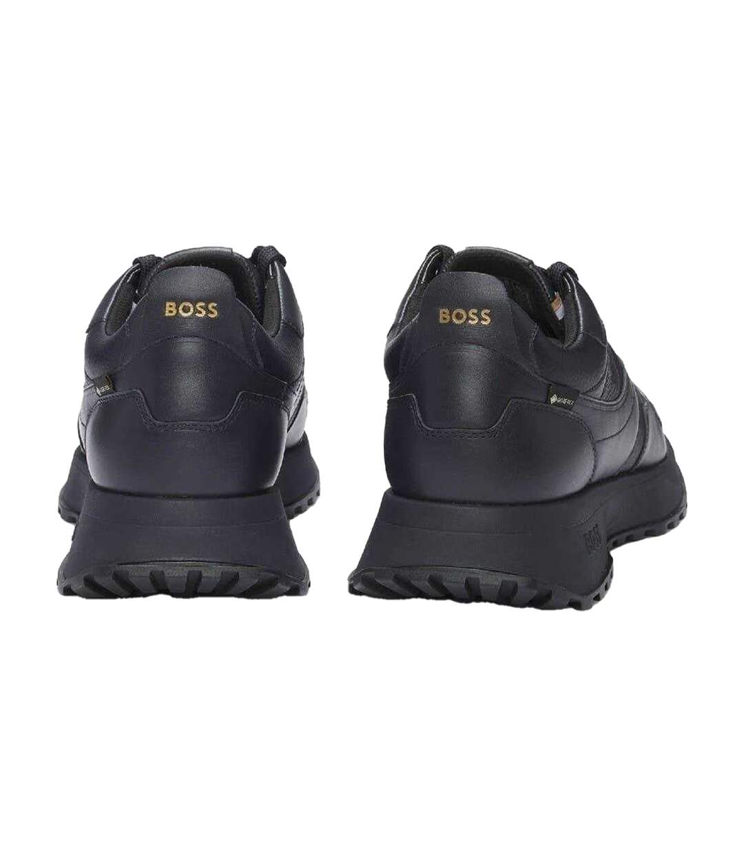 Mens Jonah Runn Leather Lace Up Trainers Dark Blue Boss-2