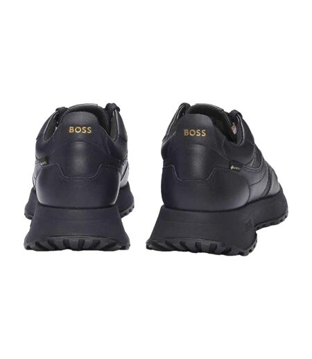 Mens Jonah Runn Leather Lace Up Trainers Dark Blue Boss