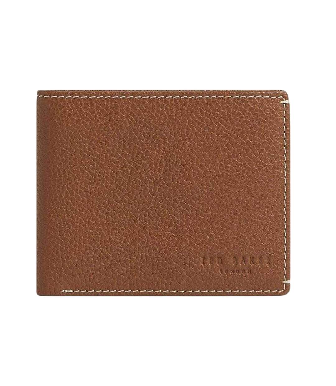 Mens Billfold Leather Wallet One Size Tan Print Ted Baker-1