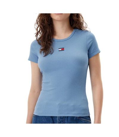 T-Shirt bleu moyen femme tommy hilfiger badge - m