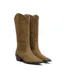 OZABI Bottes Santiag Femme Haute Tige Suédine Talon Bloc 4 cm Bout Pointu-3