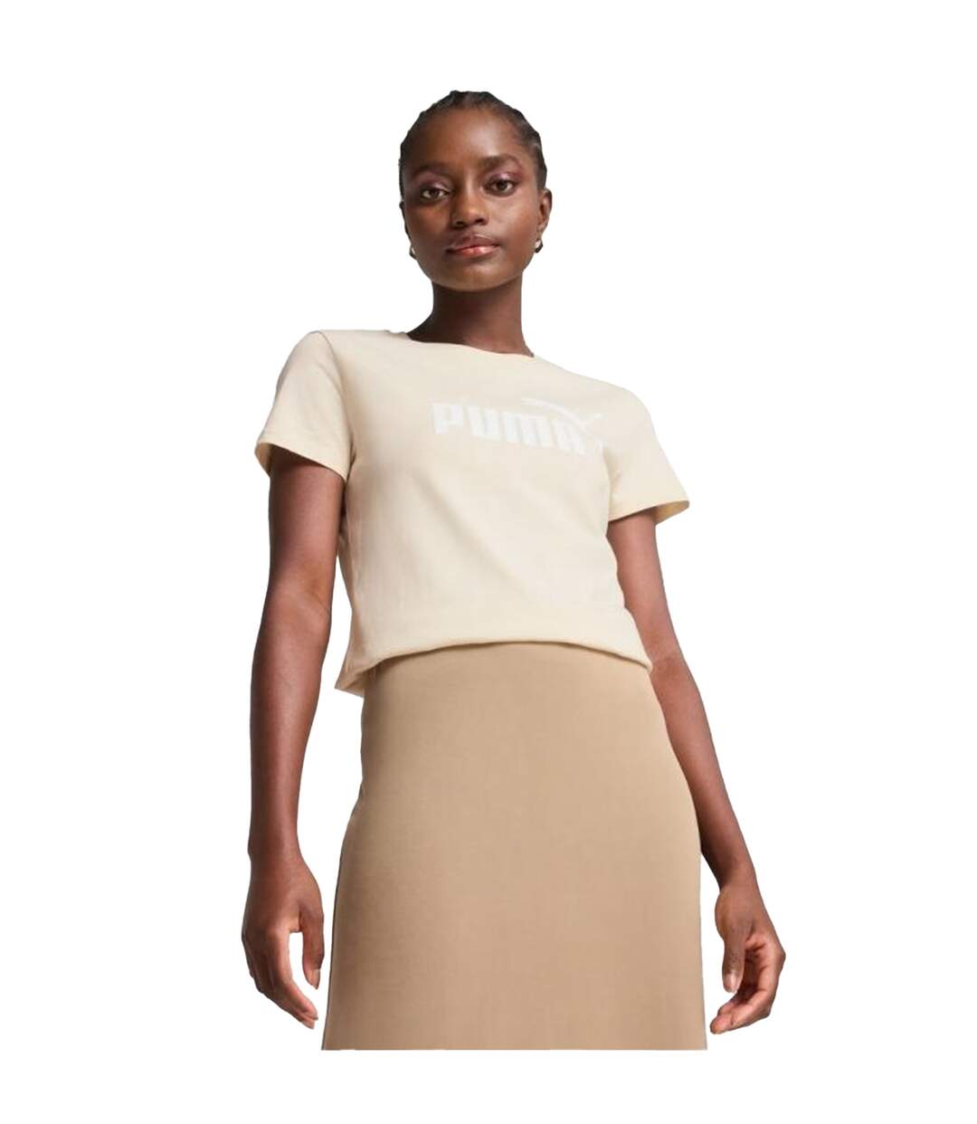T-shirt Style Logo Ess No.1 Femme Beige Puma-1