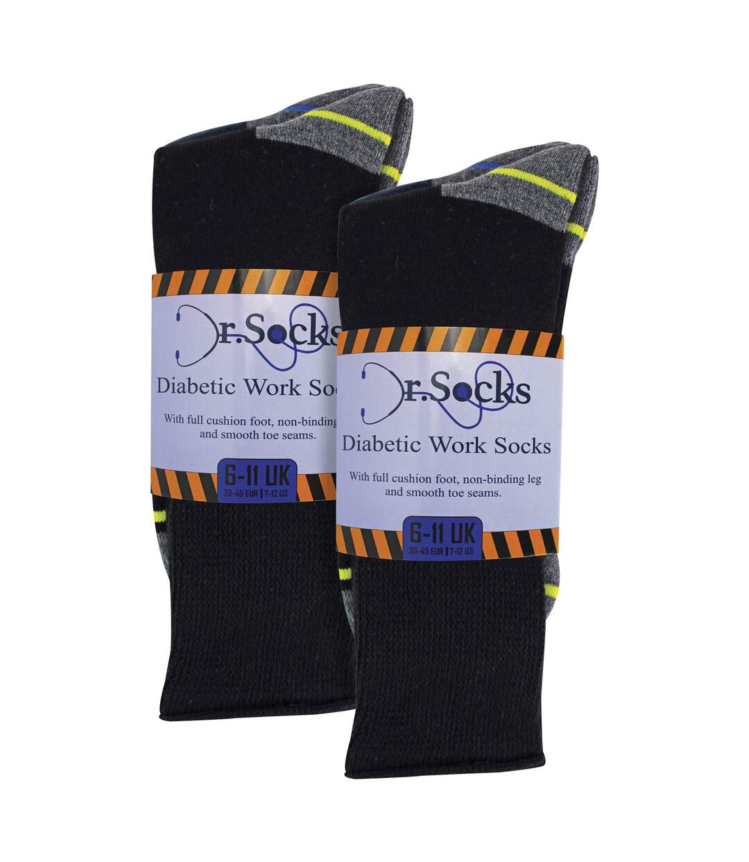 Chaussettes de travail respirantes pour diabétiques pour hommes Multipack-2