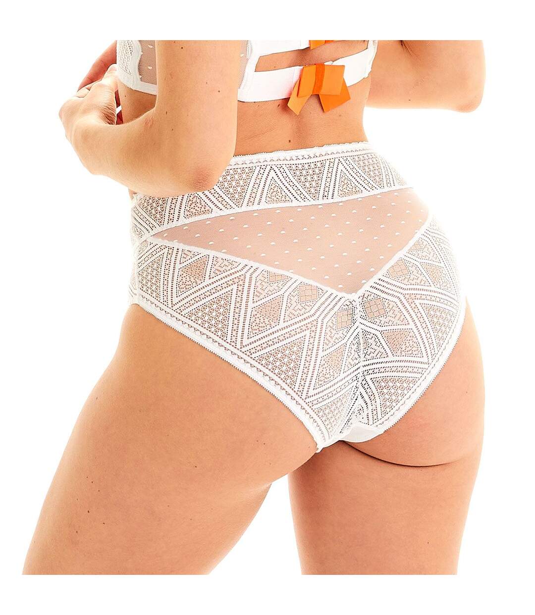 Culotte haute en dentelle recyclée blanche Lima-3