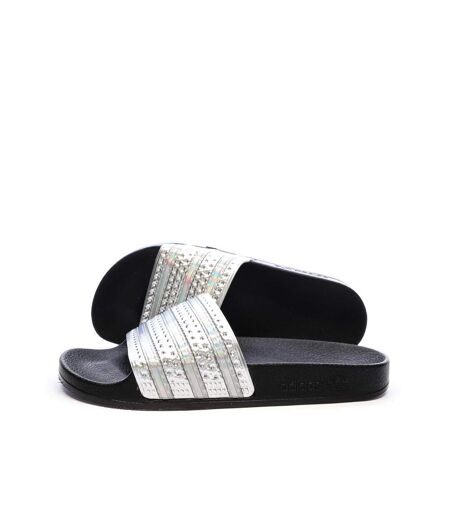 Claquettes noires/argent femme adidas adilette