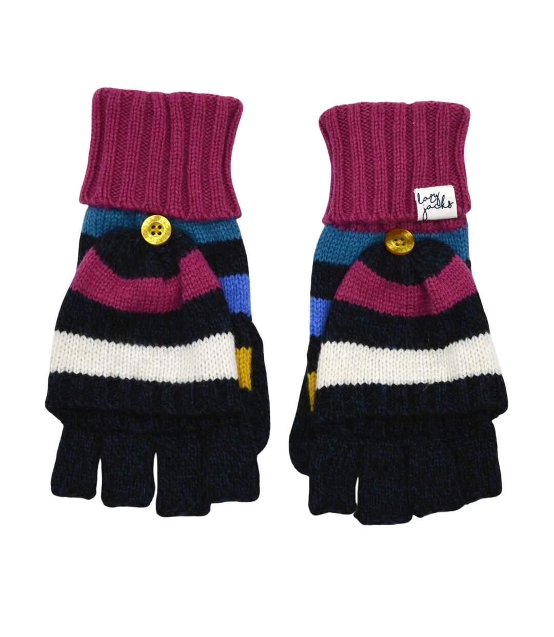 Ensemble Bonnet, Gants Et Écharpe Motif/style Contrasté Sage Femme Noir Bleu Rose Lazy Jacks-2