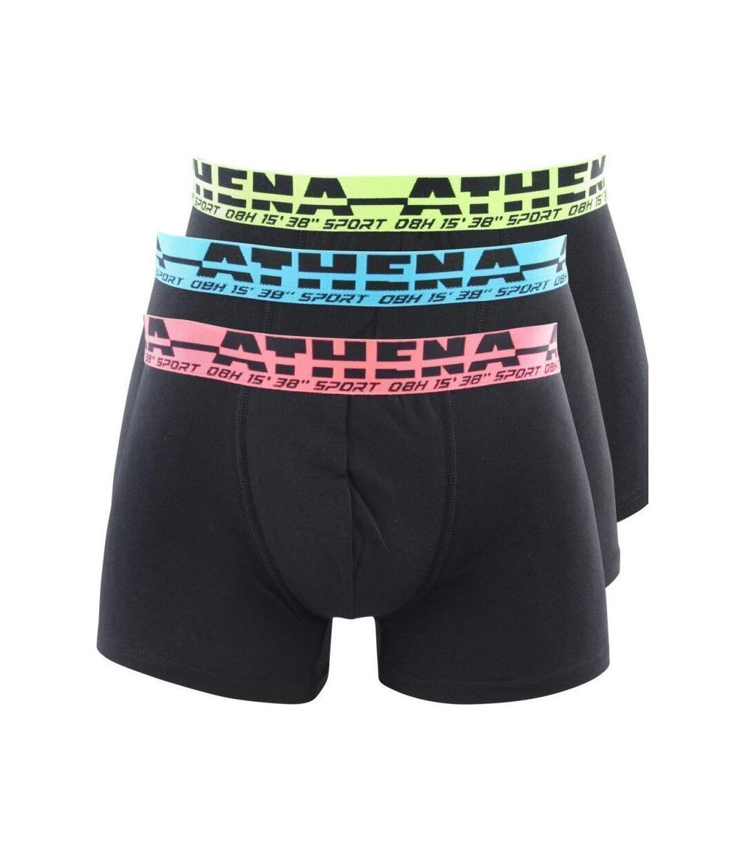 ATHENA Lot de 3 Boxers Homme Coton EASYSPORT Noir Noir Noir-1