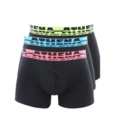 ATHENA Lot de 3 Boxers Homme Coton EASYSPORT Noir Noir Noir