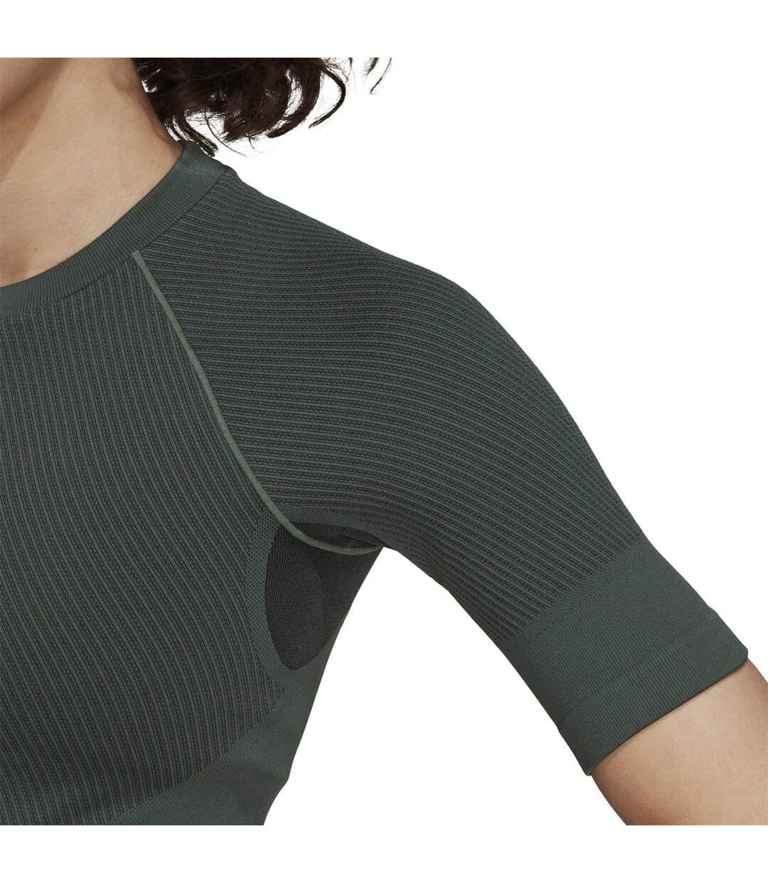 Haut Court Aeroknit Femme Vert Noir Adidas-3